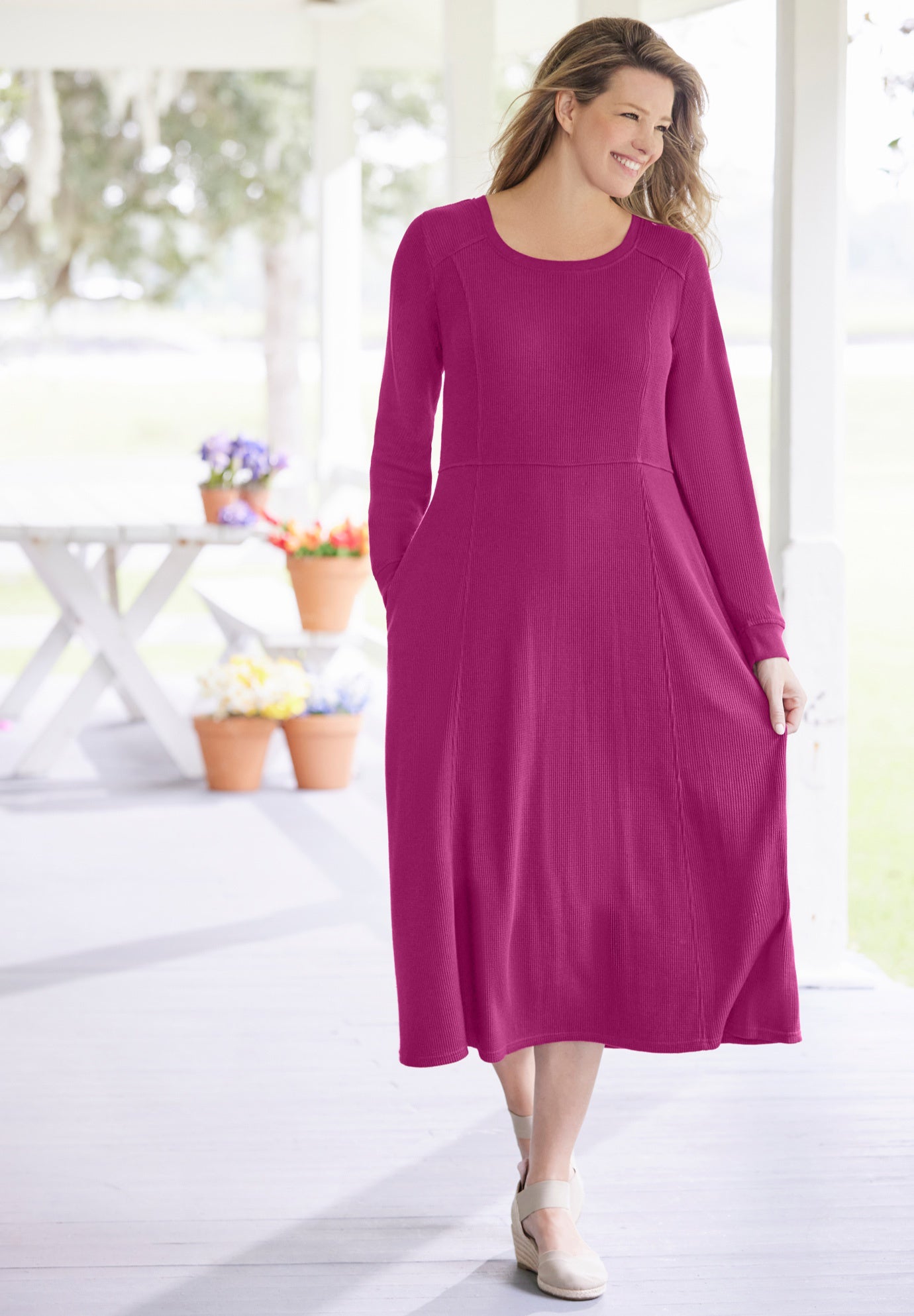 Thermal Knit A-Line Dress image number 4