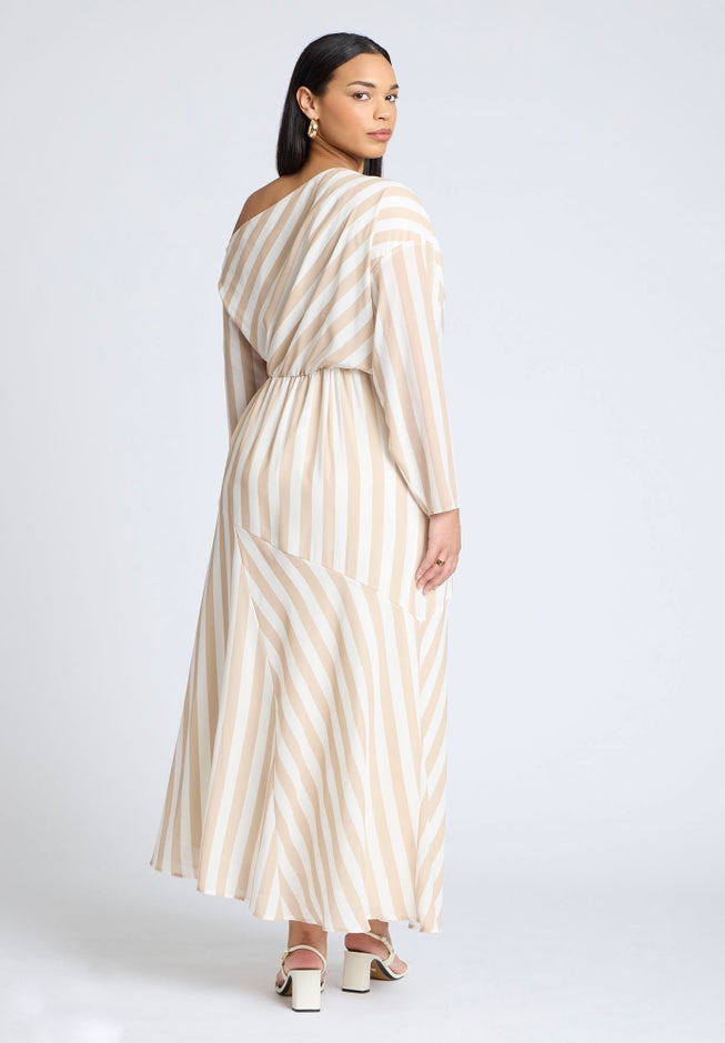 One Shoulder Stripe Asym Dress image number 1