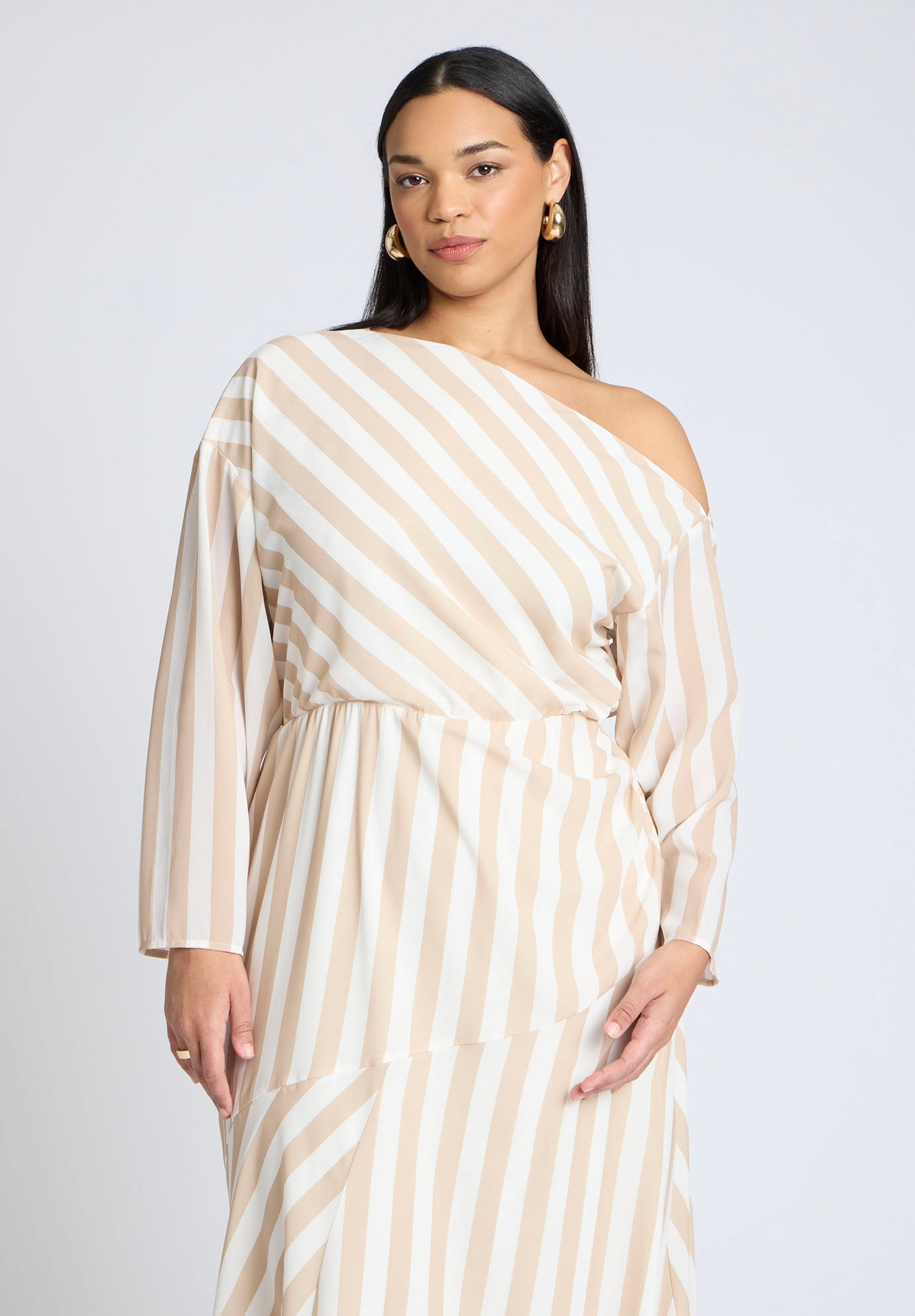 One Shoulder Stripe Asym Dress image number 2