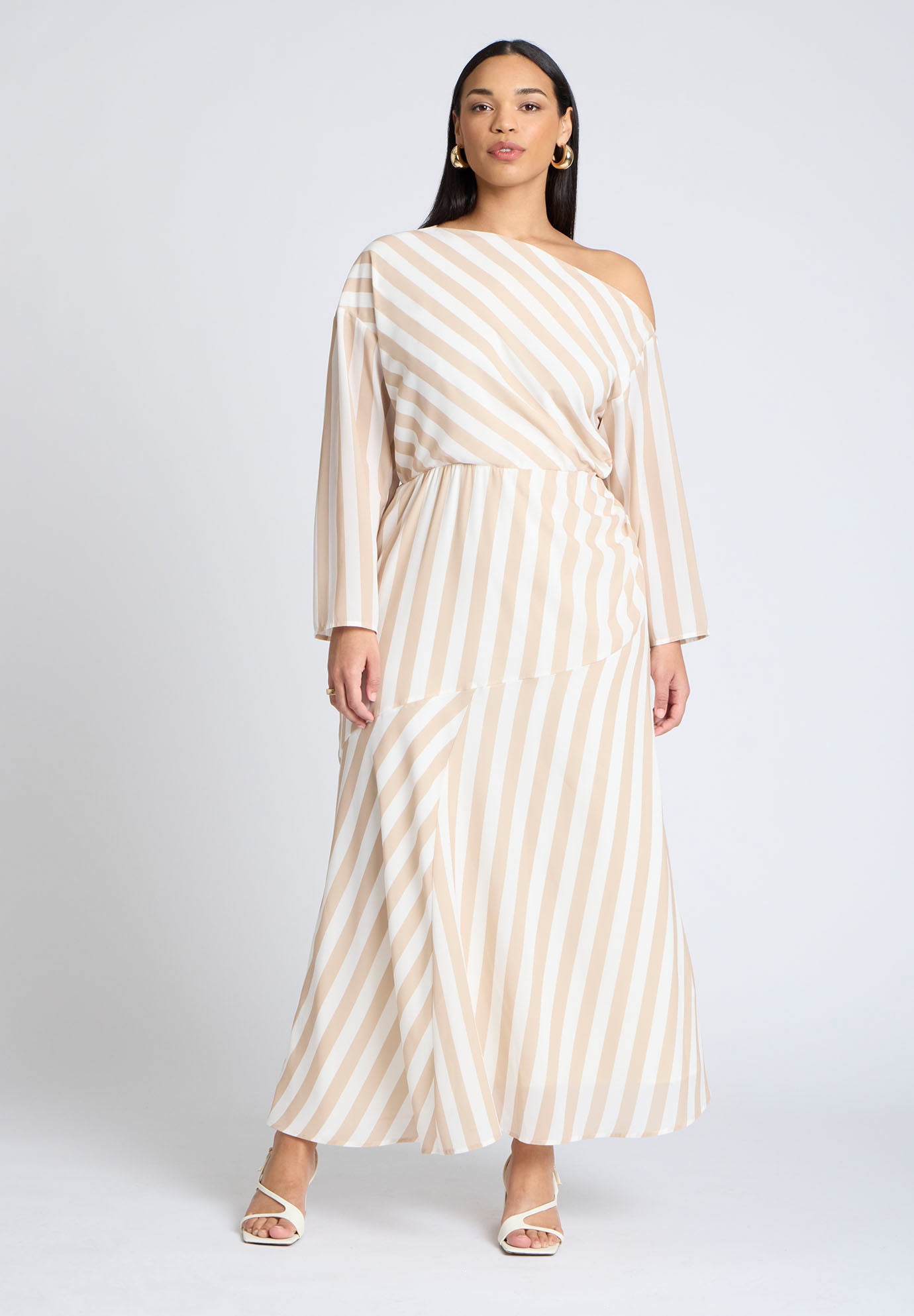 One Shoulder Stripe Asym Dress image number 0