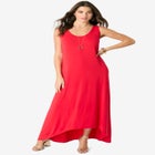 Plus Size Stretch Knit Sleeveless A-line Maxi Dress image number null