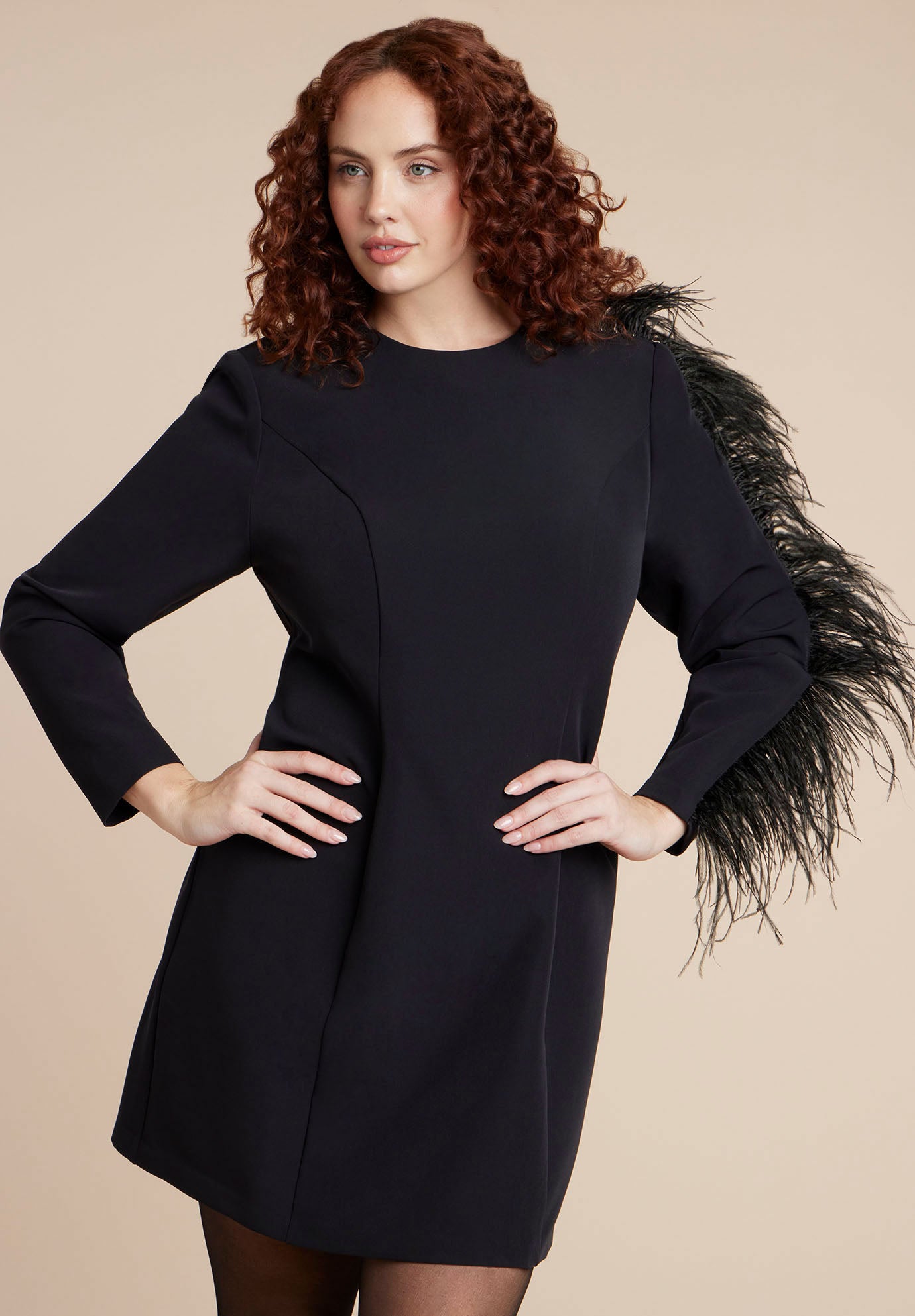  Feather Sleeve Mini Dress image number 3