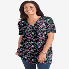 Perfect Printed Short-Sleeve Shirred V-Neck Tunic image number null