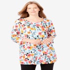 Perfect Printed Three-Quarter-Sleeve Scoopneck Tunic image number null