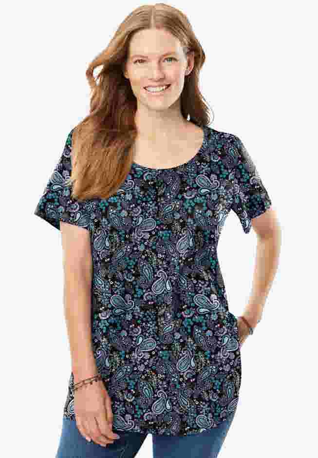 Perfect Printed Short-Sleeve Scoopneck Tee image number 5