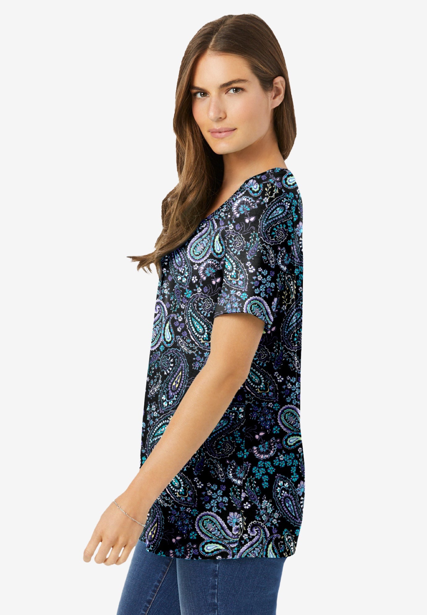 Perfect Printed Short-Sleeve Scoopneck Tee image number 2