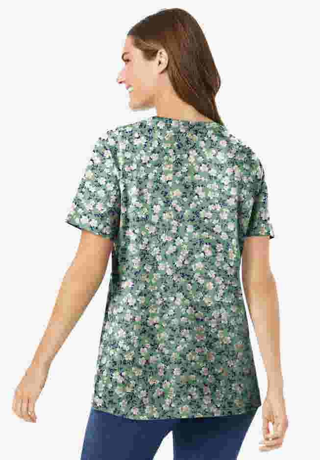 Perfect Printed Short-Sleeve Scoopneck Tee image number 1