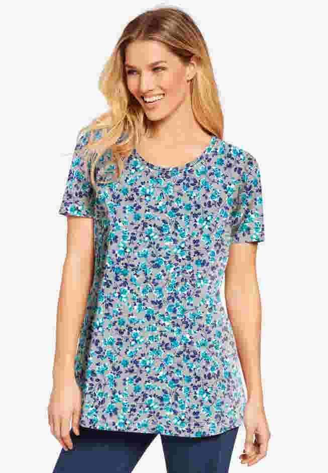 Perfect Printed Short-Sleeve Scoopneck Tee image number 0