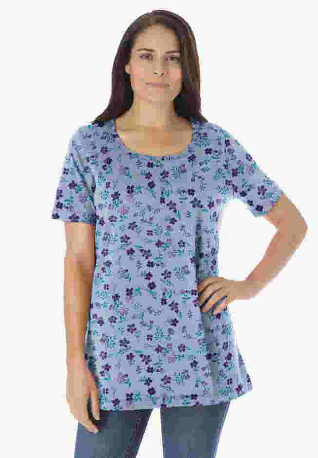 Perfect Printed Short-Sleeve Scoopneck Tee image number 0
