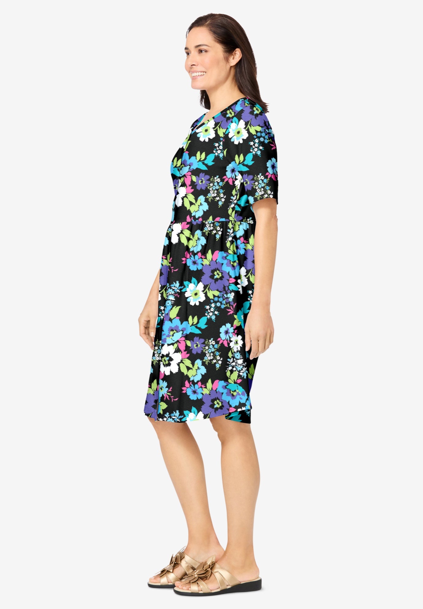 Button-Front Short Essential Dress image number 2