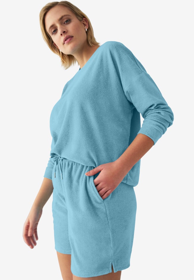 Ellos Studio Terry Cloth Relaxed Scoopneck Sweatshirt image number 2