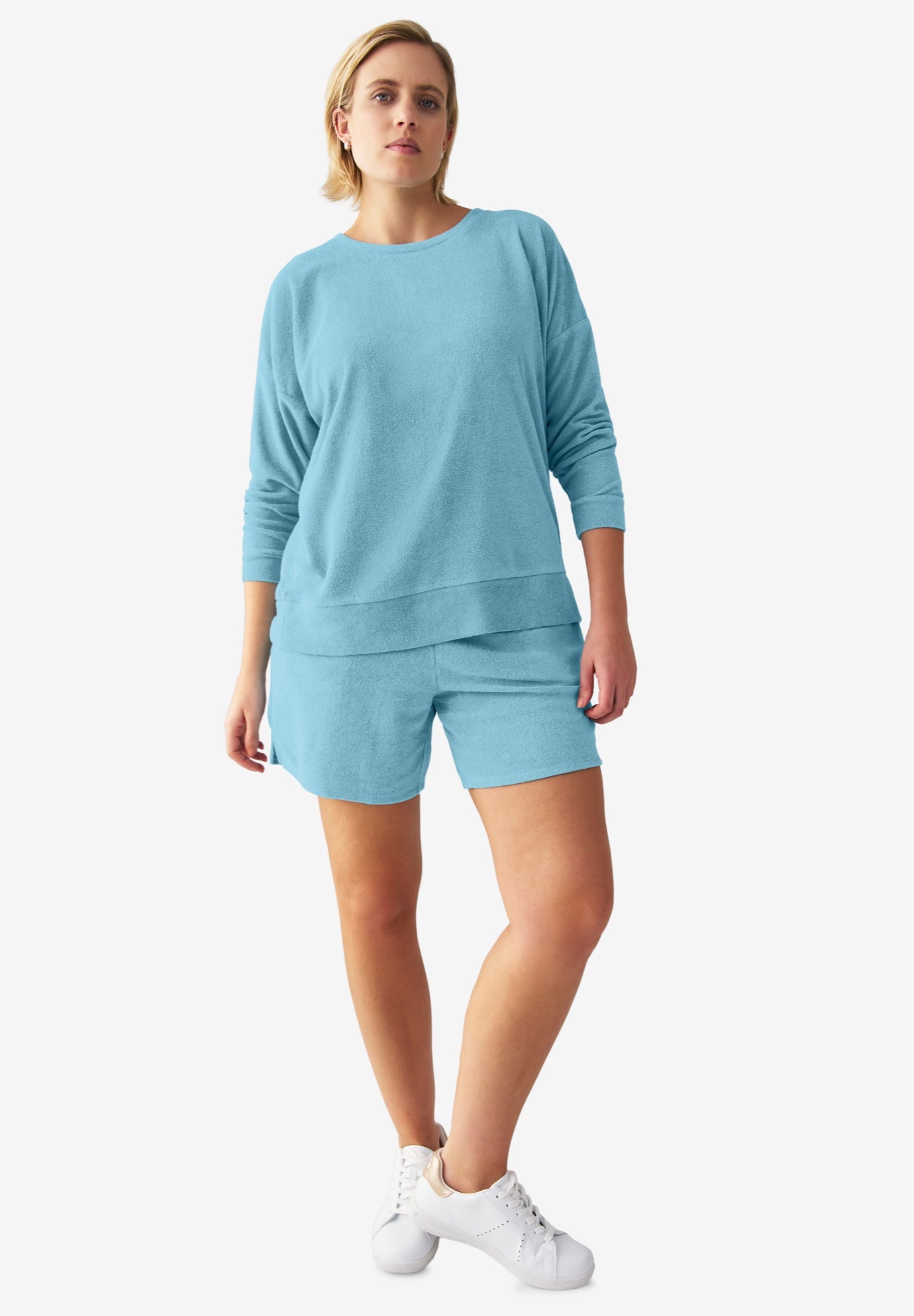 Ellos Studio Terry Cloth Relaxed Scoopneck Sweatshirt image number 0