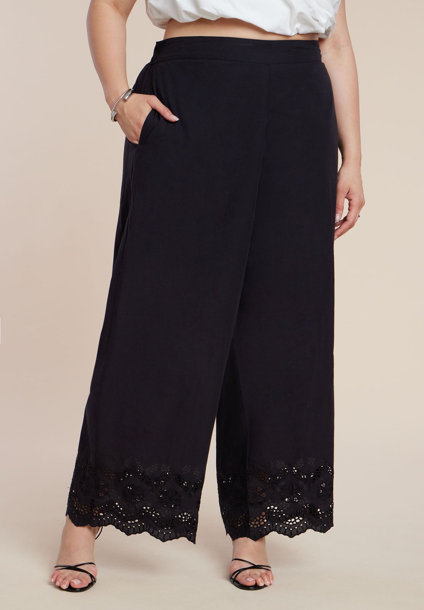 Embroidered Eyelet Pant image number 1