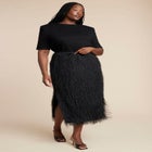  Sparkle Textural Fringe Column Skirt image number null