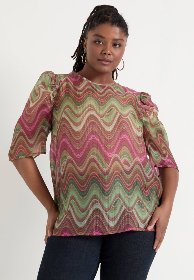 Mutton-Sleeve Organza Blouse image number 3