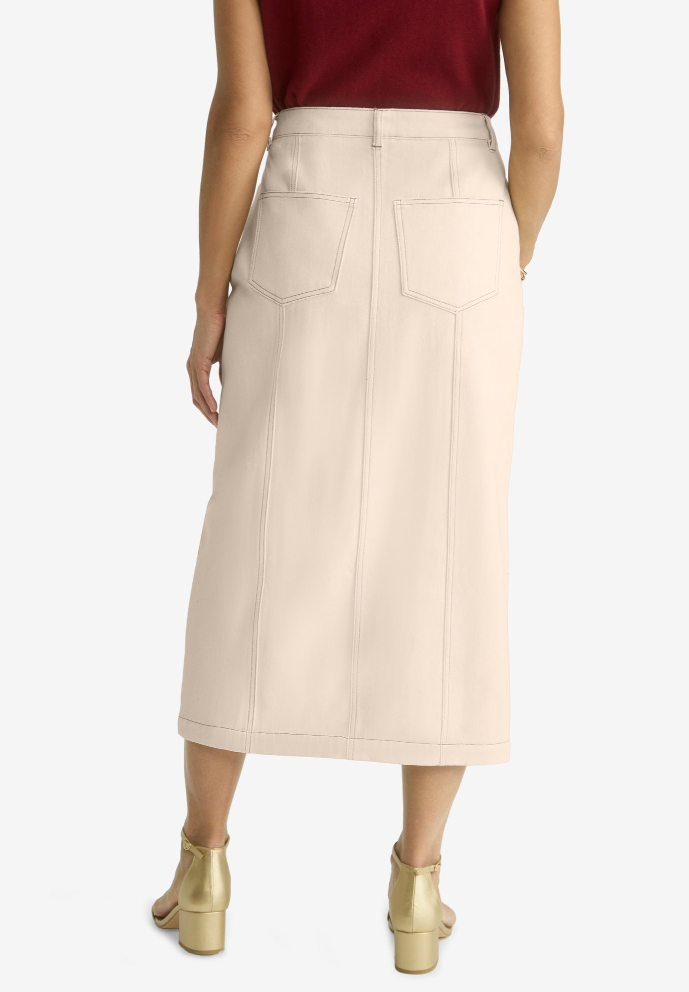 Contrast Stitching Seamed Skirt image number 1