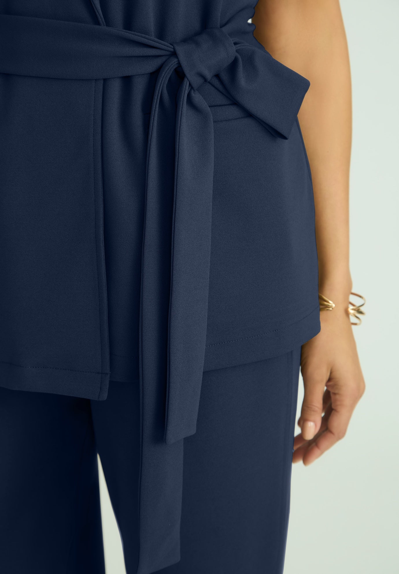 Belted Crepe Vest Set image number 3