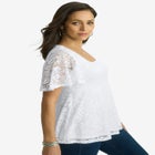 Square Neck Lace Peplum Tunic image number null