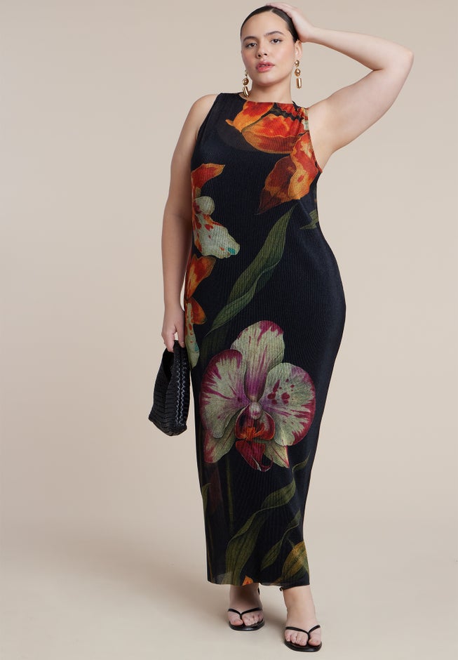  Pleated Chiffon Dress  image number 1