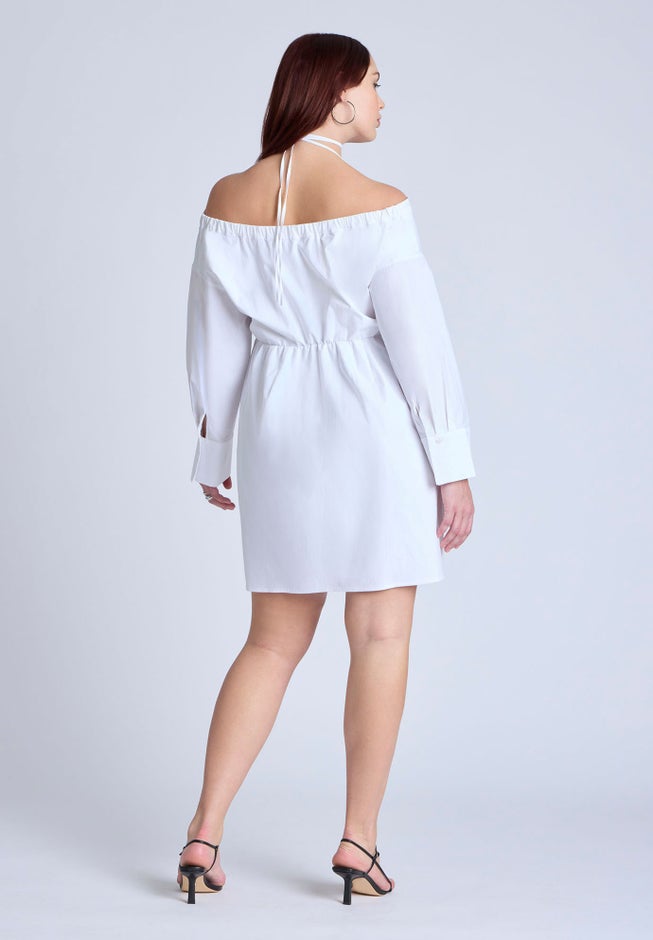Off The Shoulder Poplin Mini Dress image number null