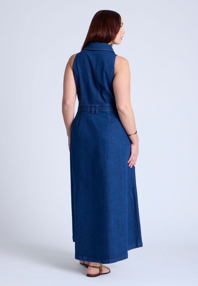  Sleeveless Denim Midi Dress  image number 2