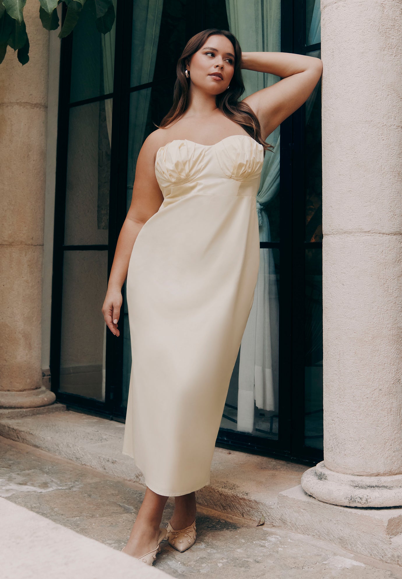  Cup Detail Poplin Column Dress  image number 0