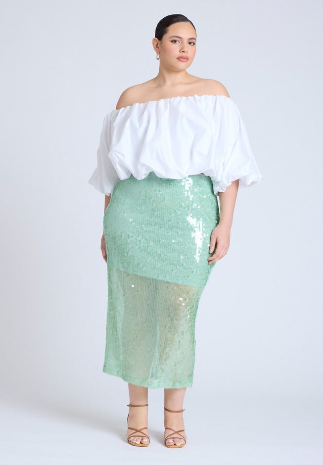 Semi Sheer Sequin Midi Skirt image number 1