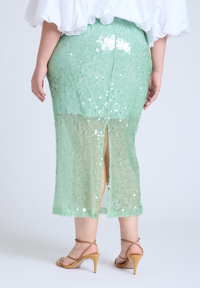 Semi Sheer Sequin Midi Skirt image number 3