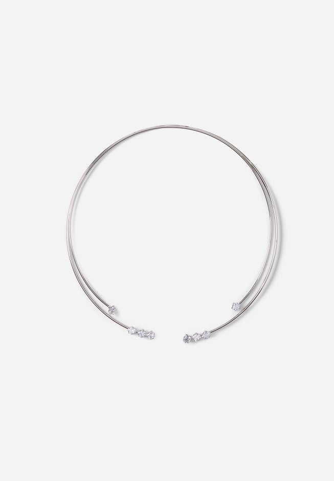 Two Row Cz Wire Collar Necklace image number null