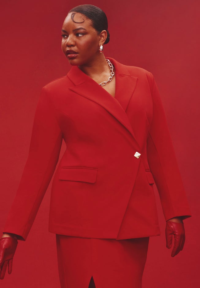 Asym Closure Stretch Blazer image number null