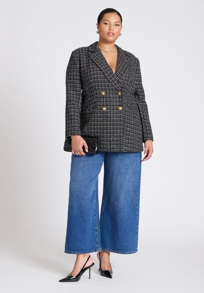 Plaid Tweed Blazer image number null
