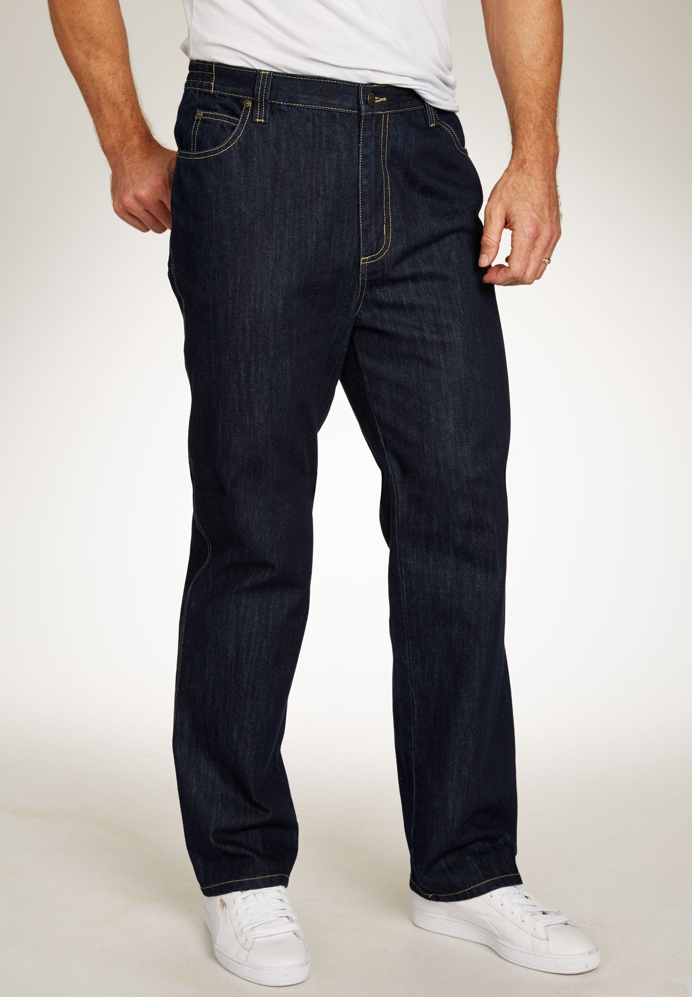 Loose-Fit Side Elastic 5-Pocket Jeans image number 0