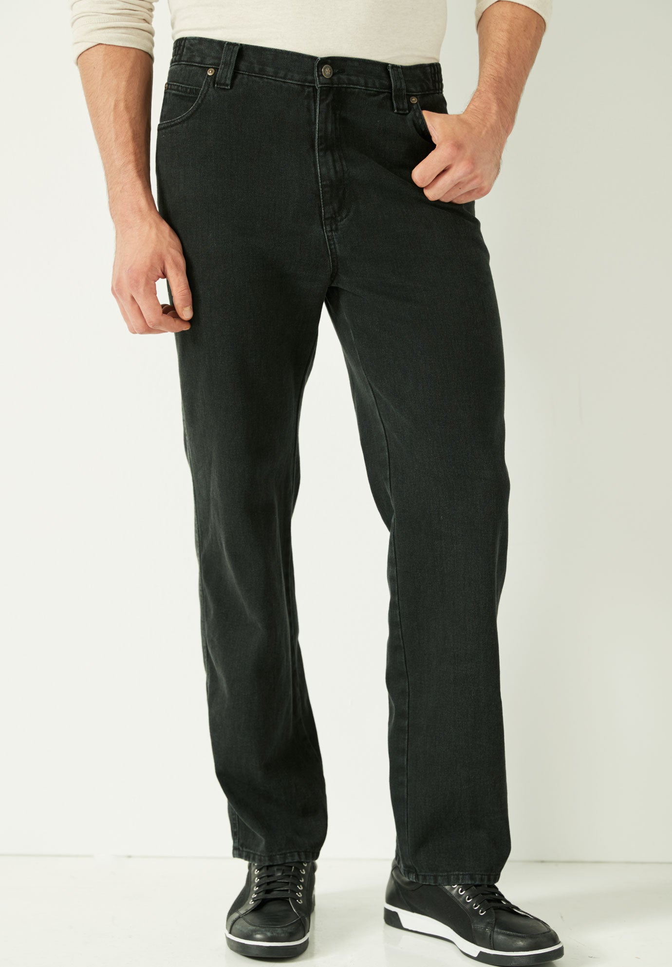 Loose-Fit Side Elastic 5-Pocket Jeans image number 0