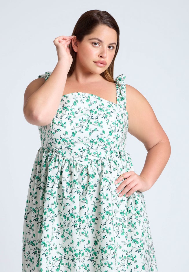 Poplin Midi Dress W Corset Details image number null