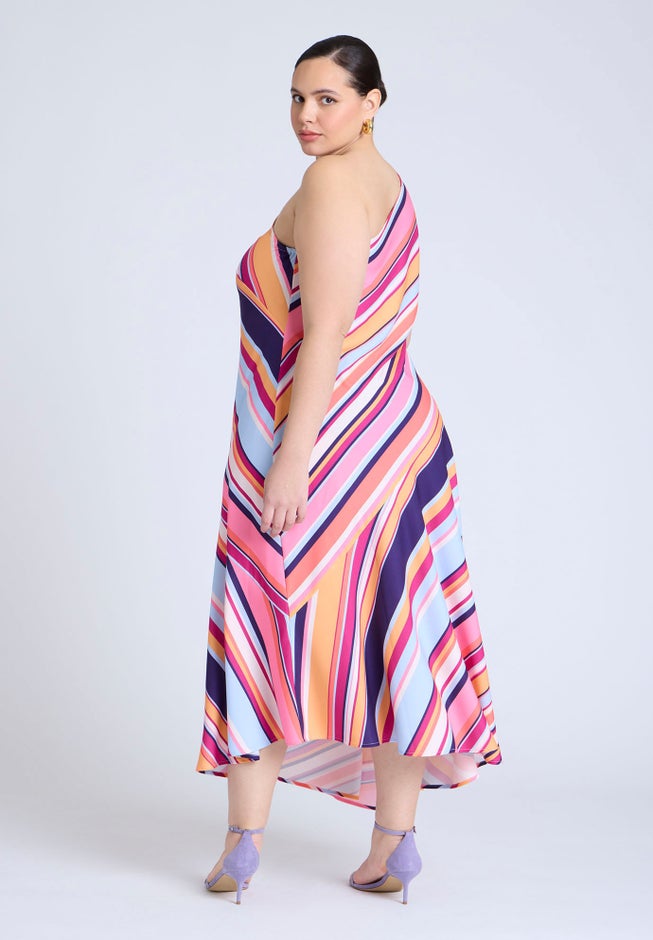  One Shoulder Multi Color Dress  image number 1