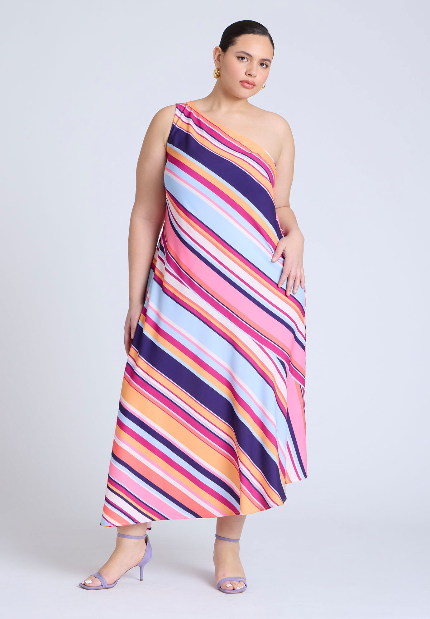  One Shoulder Multi Color Dress  image number 0