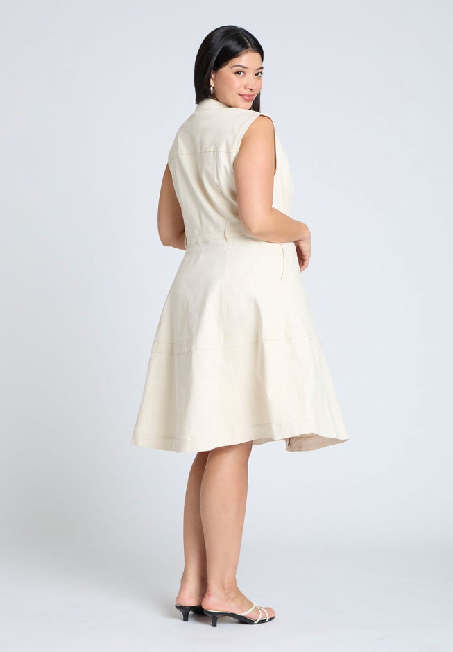 Denim Fit & Flare Dress image number null