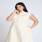 Denim Fit & Flare Dress image number null