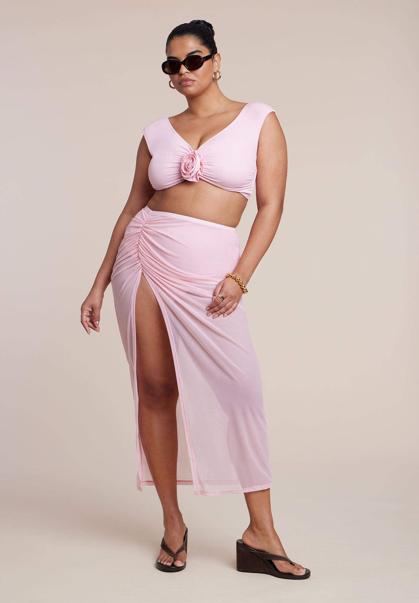 Mesh Maxi Asym Skirt Coverup image number 4