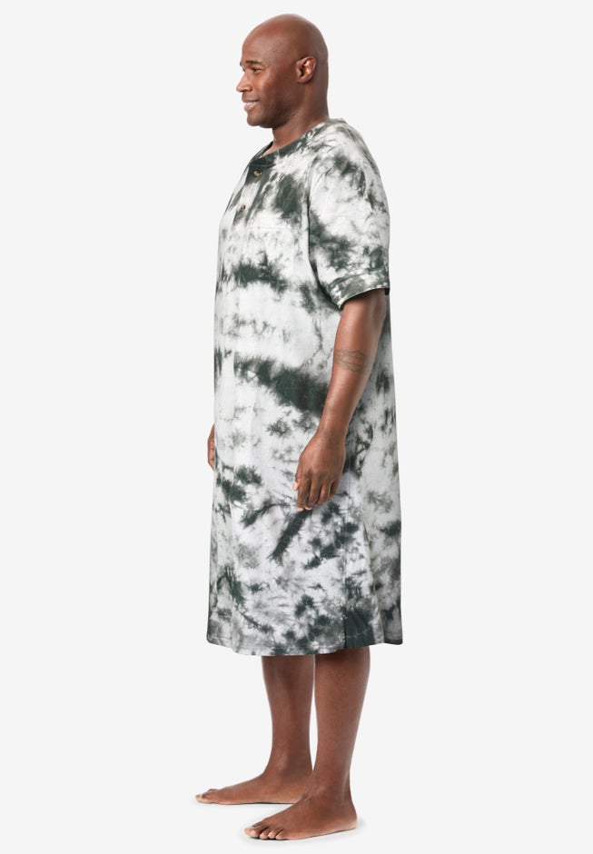 Short-Sleeve Jersey Henley Nightshirt image number 2