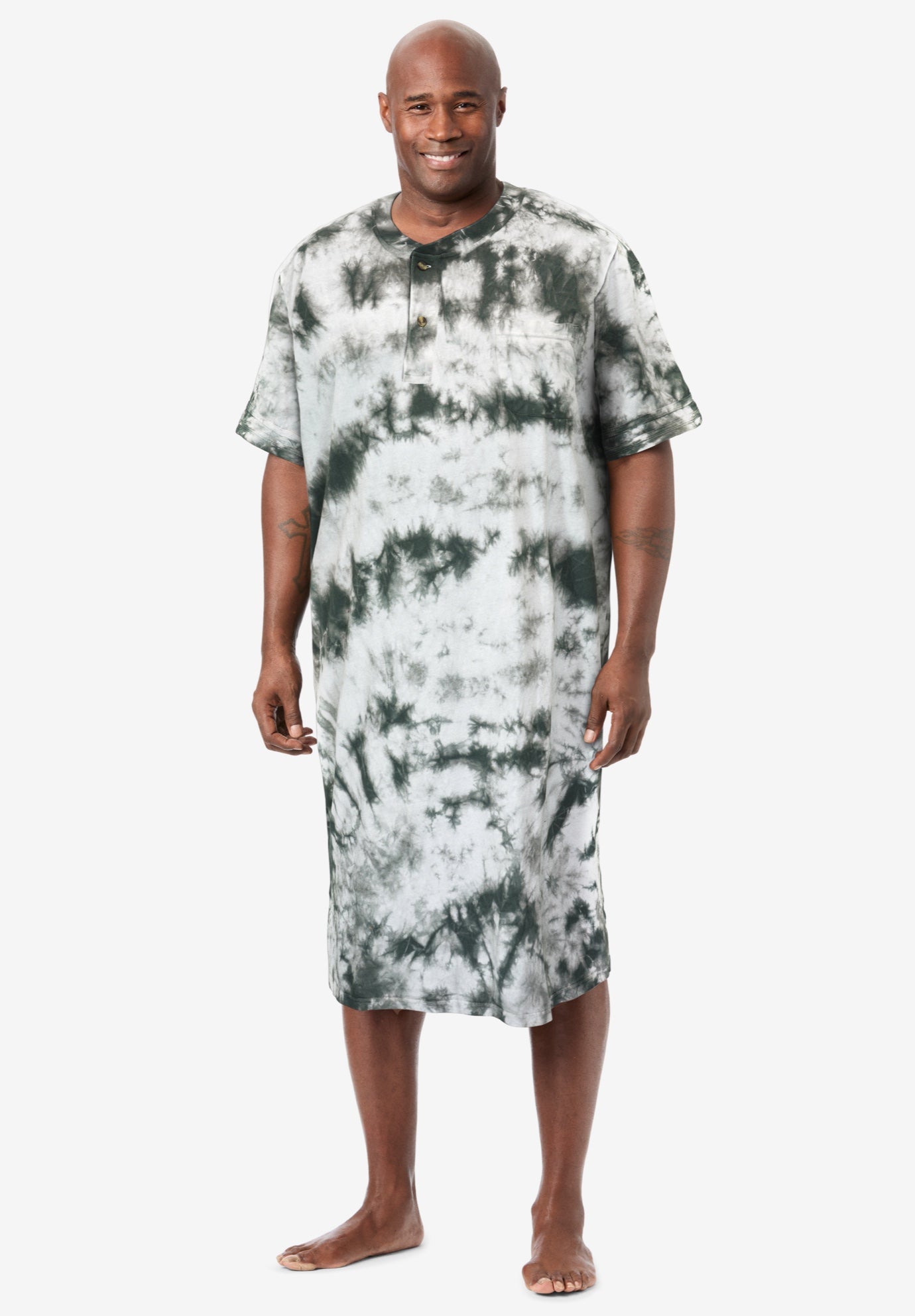 Short-Sleeve Jersey Henley Nightshirt image number 0