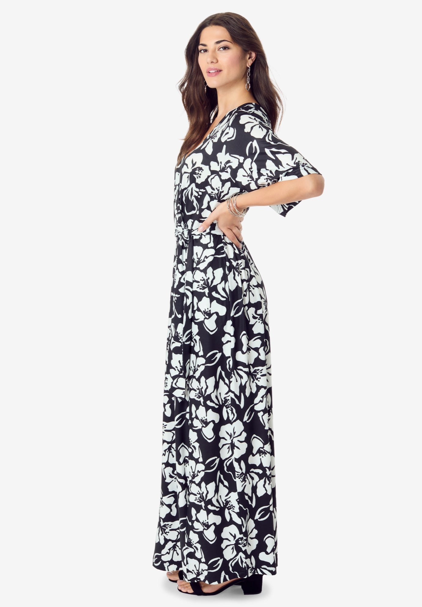 Plus Size Flutter Sleeve Wrap Maxi Dress image number 2
