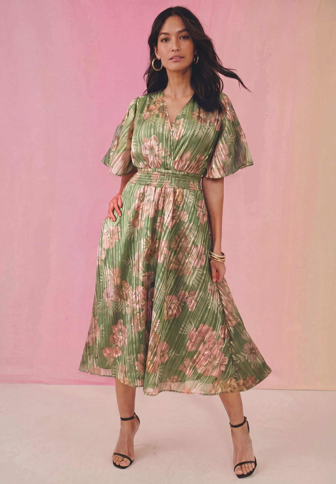 Striped Lurex Midi Dress image number 0