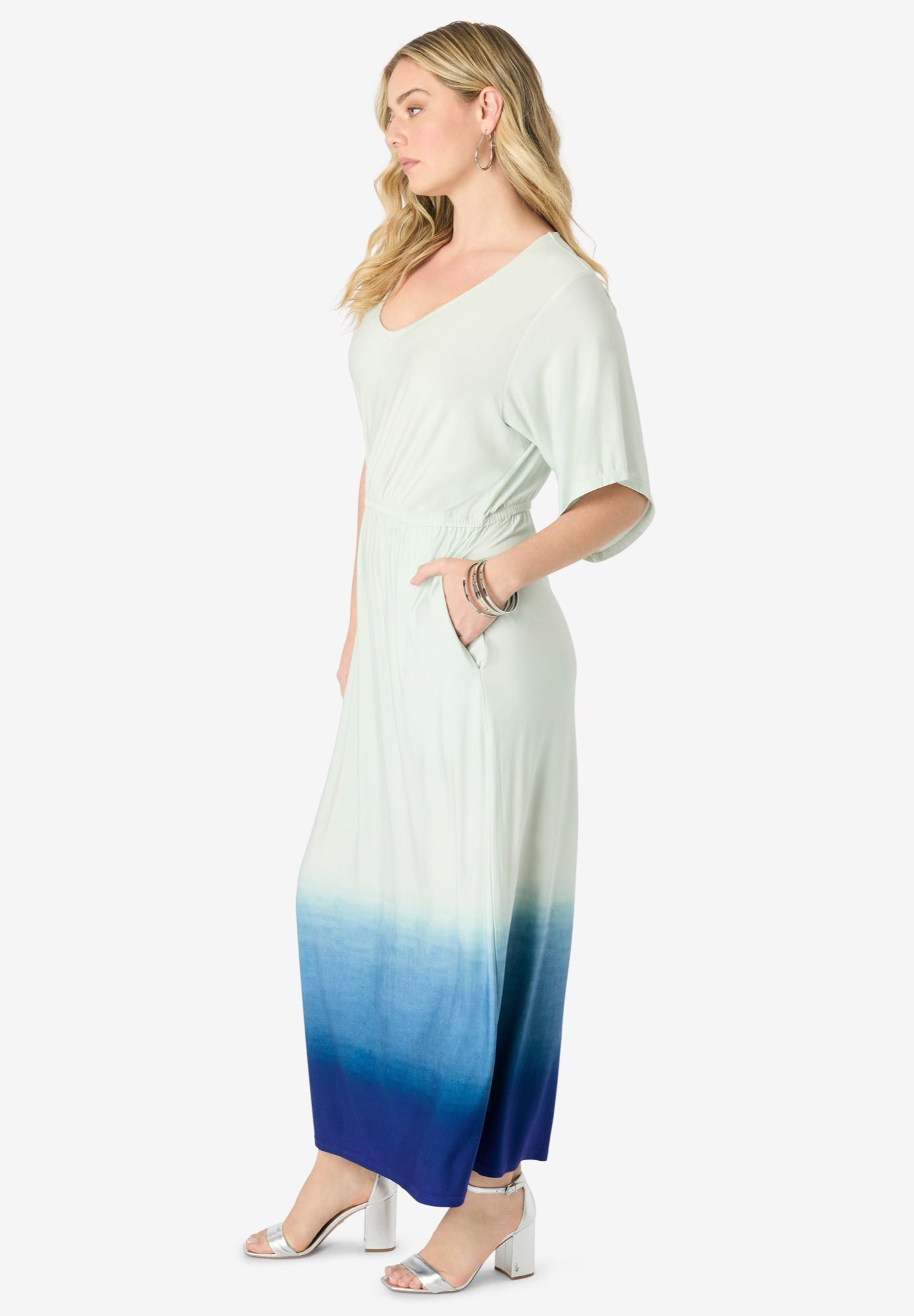 Plus Size Stretch Knit Dolman Sleeve Maxi Dress image number 1