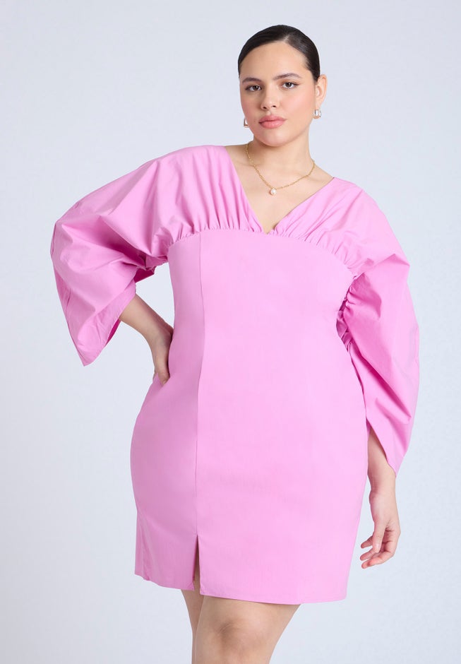 Dramatic Sleeve Poplin Mini Dress image number null