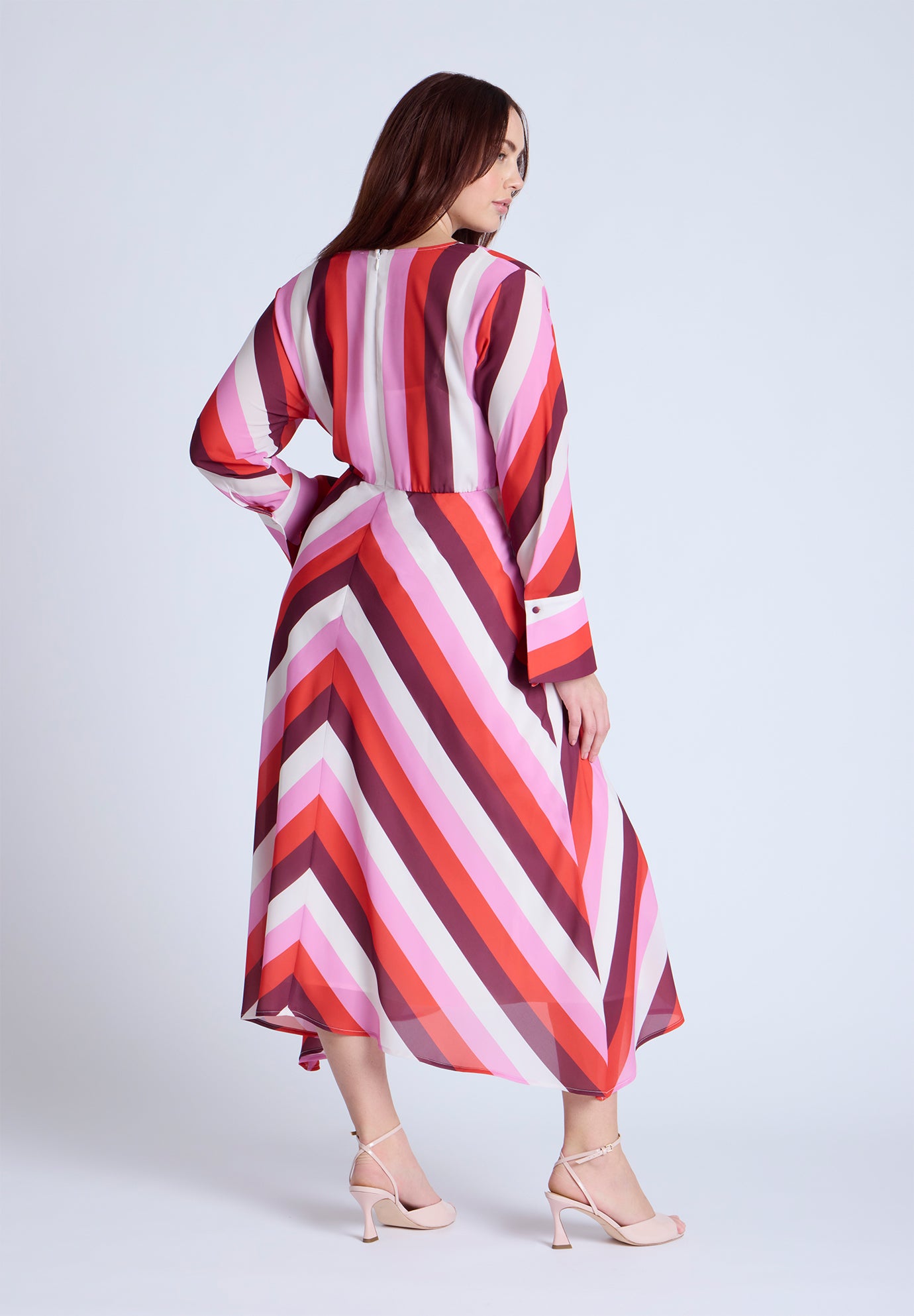 Twist Bodice Stripe Midi Dress image number 2