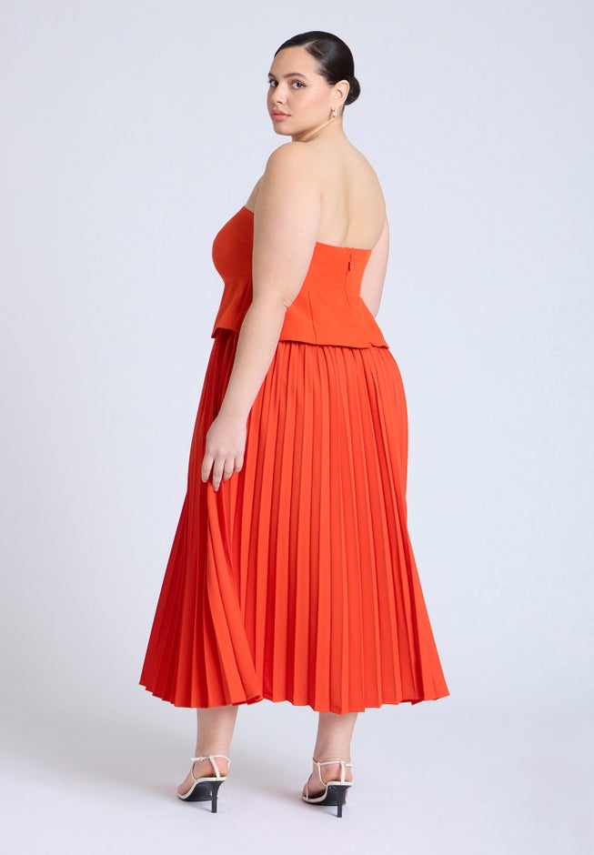 Strapless Pleated Midi Dress image number null