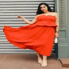 Strapless Pleated Midi Dress image number null