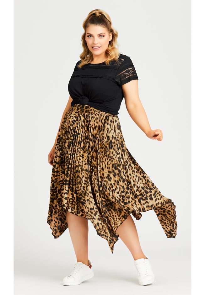Pleated Print Skirt image number null