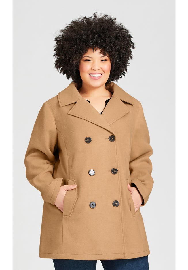Faux Wool Peacoat image number 4